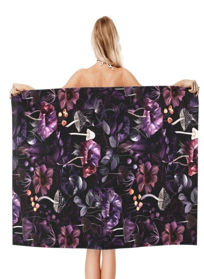 VODRM Gothic Dark Botanical Mushroom Beach Towel, 32x52in Microfiber Quick Dry Floral and Fungi Goth Bath Towels, Soft Lightweight Oversized Sand Free, for Travel Pool Swimming Gym Decor, Gifts - Image 2